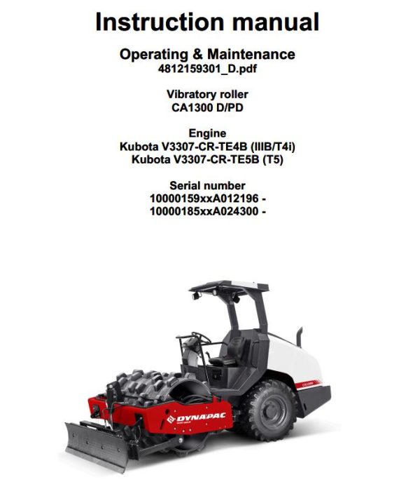 Dynapac CA1300D CA1300PD Operation Maintenance Manual PDF 1