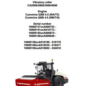 Dynapac CA2500 CA2800 CA3500 CA4000 Operation Maintenance Manual PDF 1