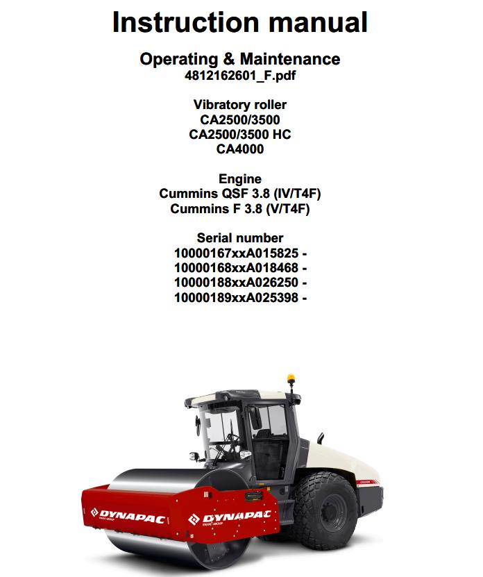 Dynapac CA2500 CA4000 Operation Maintenance Manual PDF 1
