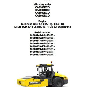 Dynapac CA3500DCO CA6000DCO Operation Maintenance Manual PDF 2