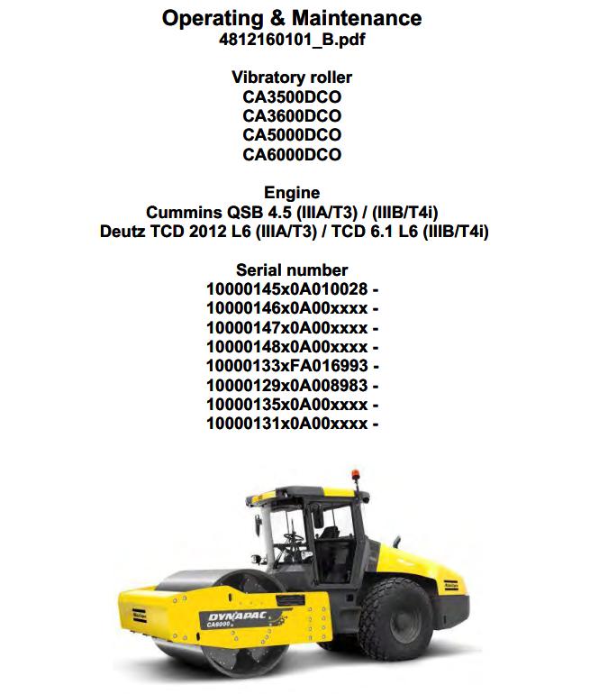 Dynapac CA3500DCO CA6000DCO Operation Maintenance Manual PDF 2
