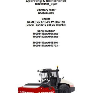 Dynapac CA3600 CA4600 Operation Maintenance Manual PDF 1