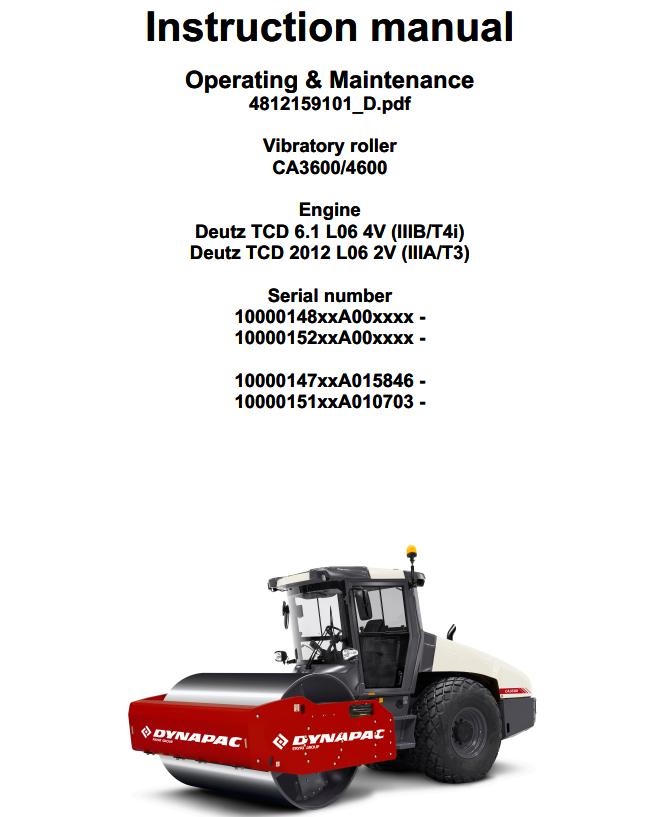 Dynapac CA3600 CA4600 Operation Maintenance Manual PDF 1