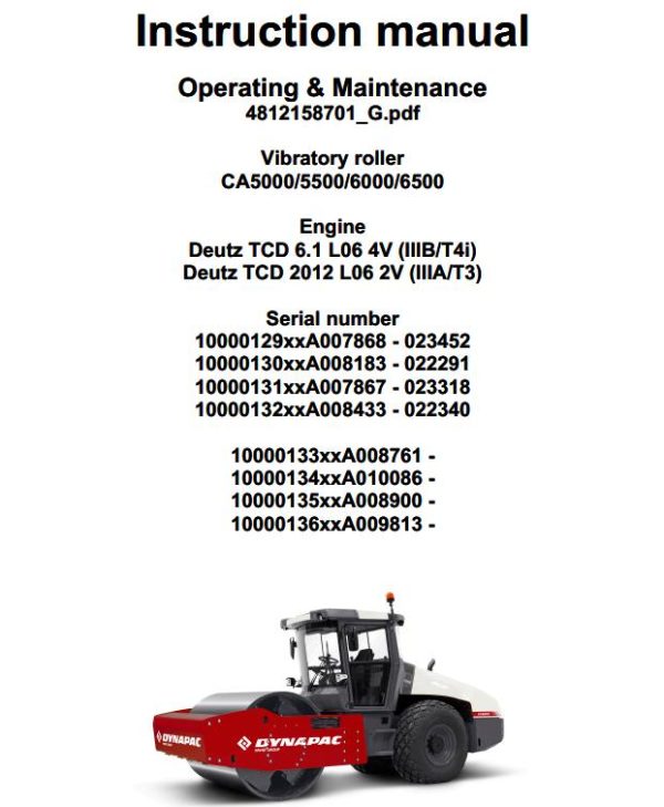 Dynapac CA5000 CA6500 Operation Maintenance Manual PDF 1