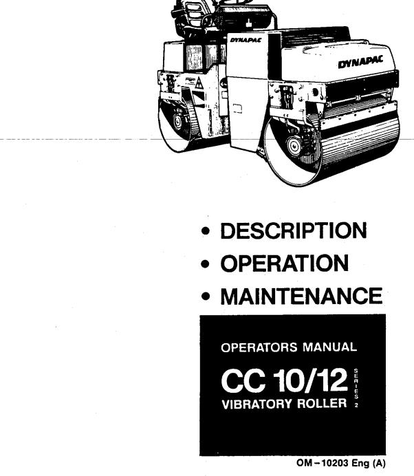 Dynapac CC10 CC12 Operation Maintenance Manual PDF 1