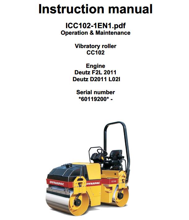 Dynapac CC102 Operation Maintenance Manual PDF 1