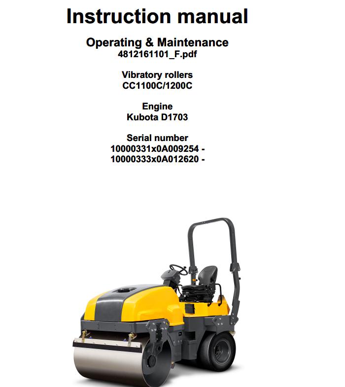 Dynapac CC1100C CC1200C Operation Maintenance Manual PDF 1