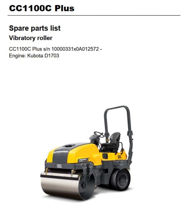 Dynapac CC1100C Plus Spare Parts List PDF 1