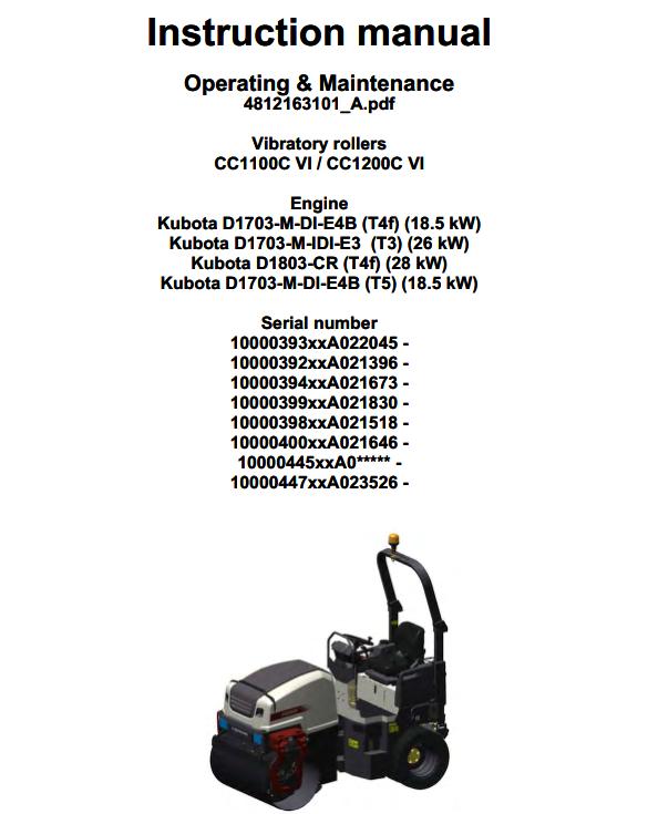 Dynapac CC1100CVI CC1200CVI Operation Maintenance Manual PDF 1