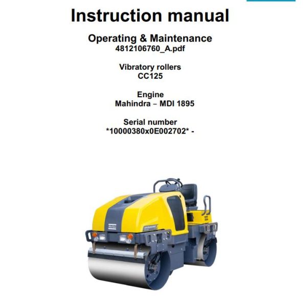Dynapac CC125 Parts Operation Maintenance Manual PDF 1