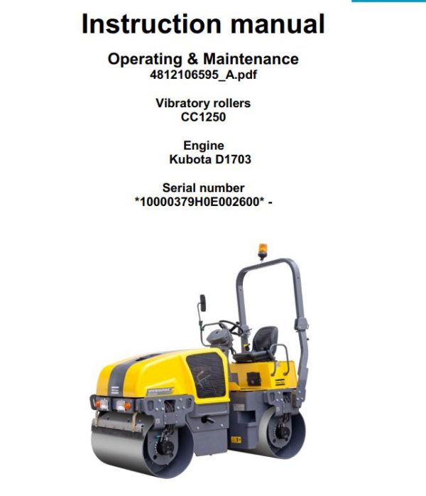 Dynapac CC1250 Parts Operation Maintenance Manual PDF 1 1