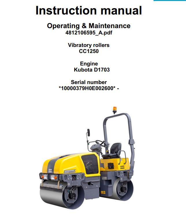 Dynapac CC1250 Parts Operation Maintenance Manual PDF 1 1