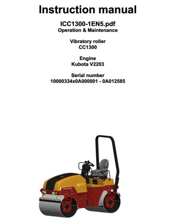 Dynapac CC1300 Parts Operation Maintenance Manual PDF 2