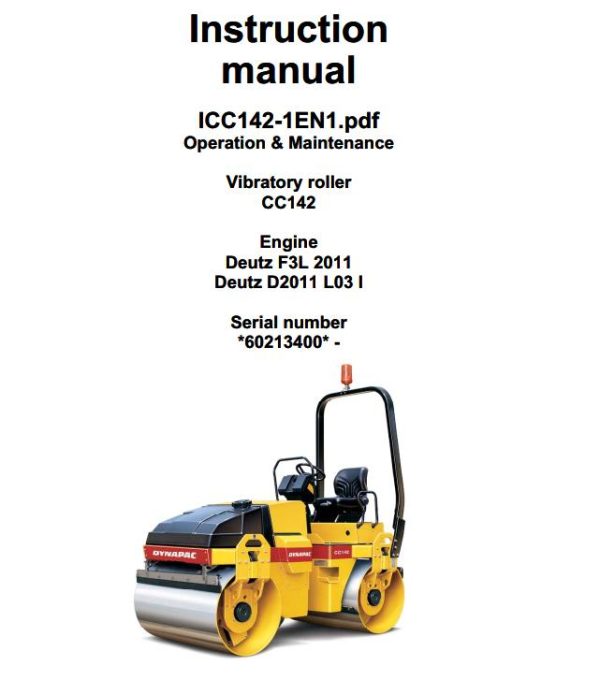 Dynapac CC142 Operation Maintenance Manual PDF 1