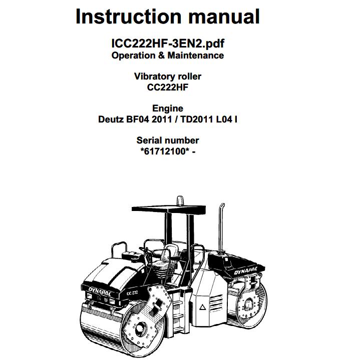 Dynapac CC222HF Operation Maintenance Manual PDF 1