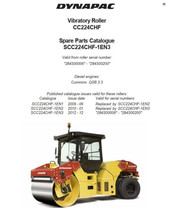 Dynapac CC224CHF Parts Maintenance Operation Manual PDF 1