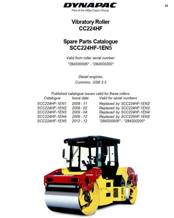 Dynapac CC224HF Parts Operation Maintenance Manual PDF 1