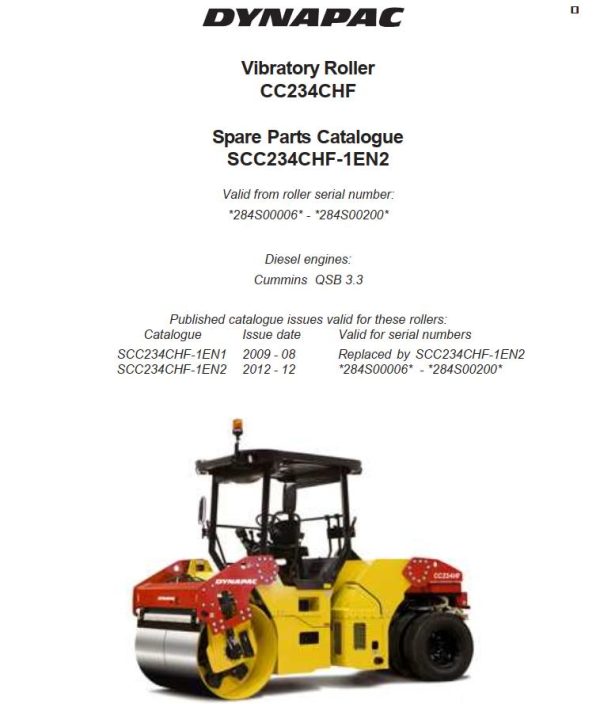 Dynapac CC234CHF Parts Operation Maintenance Manual PDF 1