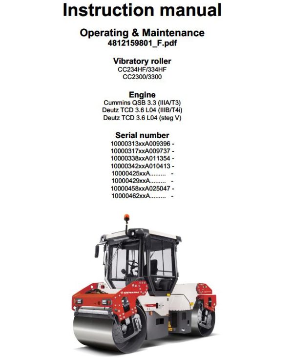 Dynapac CC234HF CC3300 Operation Maintenance Manual PDF 1