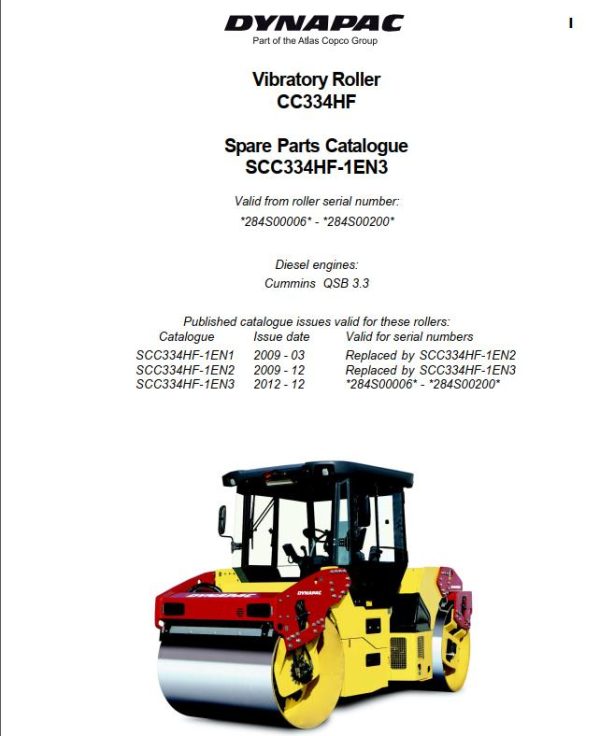 Dynapac CC334HF Parts Operation Maintenance Manual PDF 1