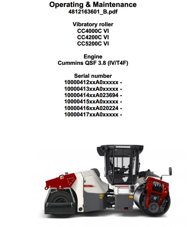 Dynapac CC4000CVI CC4200CVI CC5200CVI Operation Maintenance Manual PDF 1