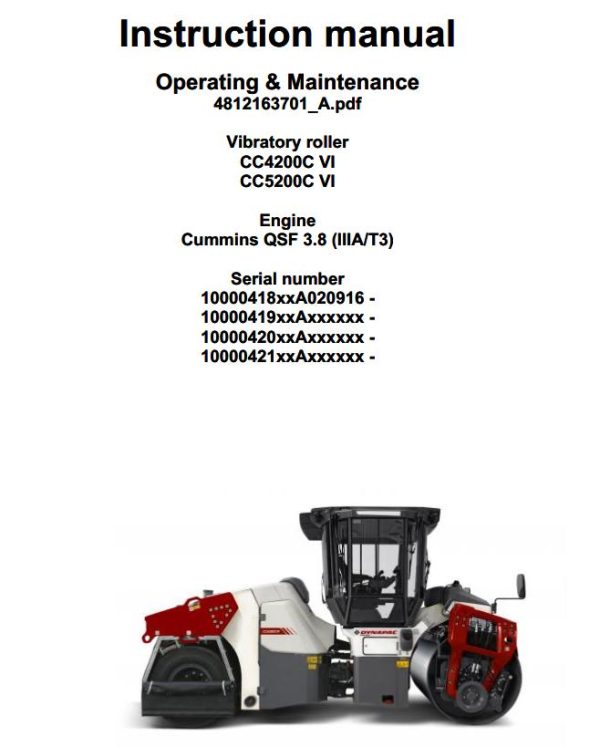 Dynapac CC4200CVI CC5200CVI Operation Maintenance Manual PDF 1