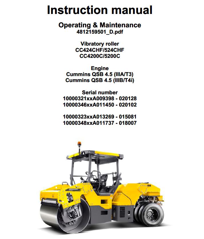 Dynapac CC424CHF CC5200C Operation Maintenance Manual PDF 1