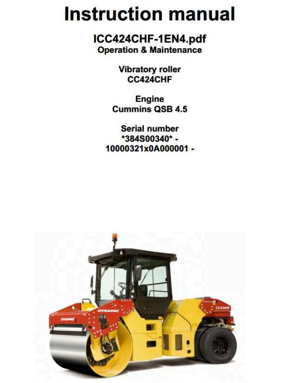 Dynapac CC424CHF Parts Operation Maintenance Manual PDF 1