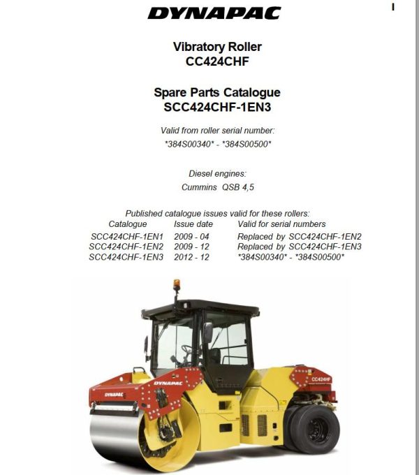 Dynapac CC424CHF Parts Operation Maintenance Manual PDF 2