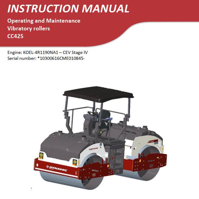 Dynapac CC425 Operation Maintenance Manual PDF 1