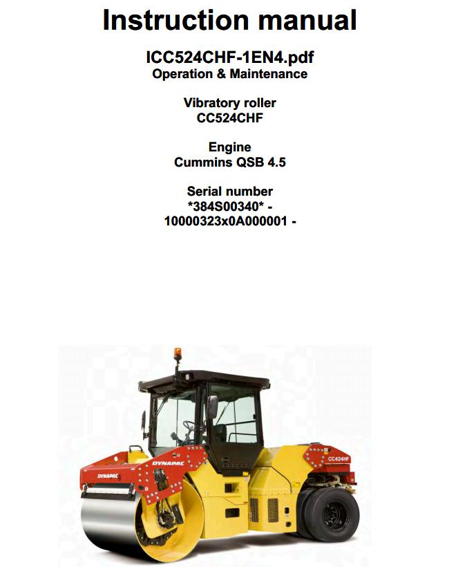 Dynapac CC524CHF Parts Operation Maintenance Manual PDF 1