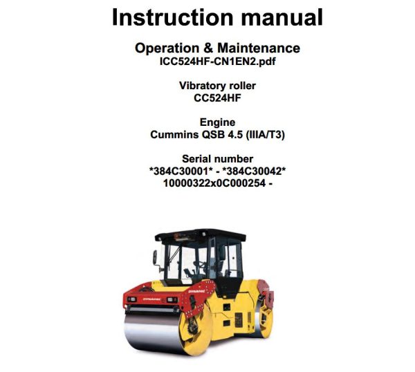 Dynapac CC524HF Parts Operation Maintenance Manual PDF 2