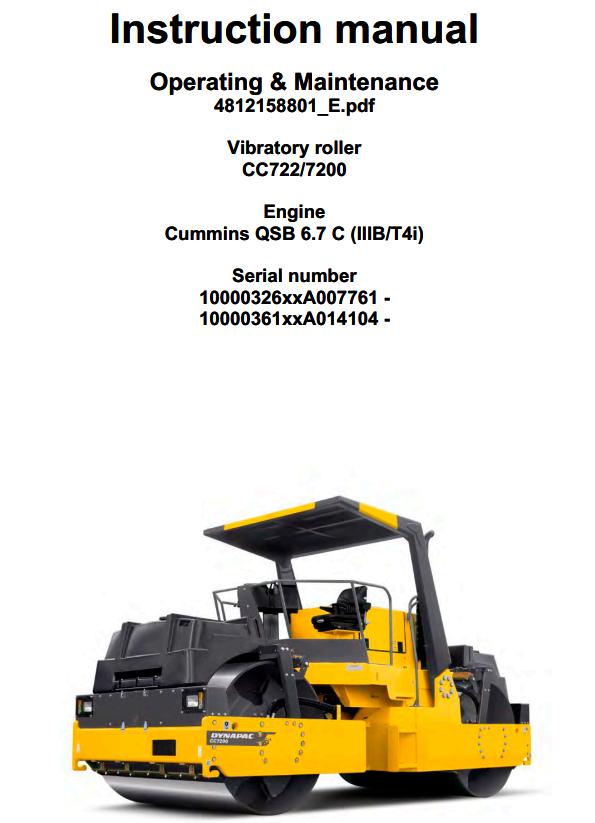 Dynapac CC722 CC7200 Operation Maintenance Manual PDF 1