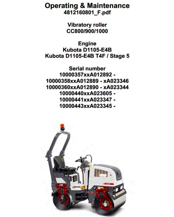 Dynapac CC800 CC900 CC1000 Operation Maintenance Manual PDF 1