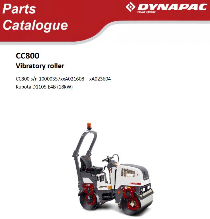 Dynapac CC800 Operation Maintenance Parts Catalogue PDF 1