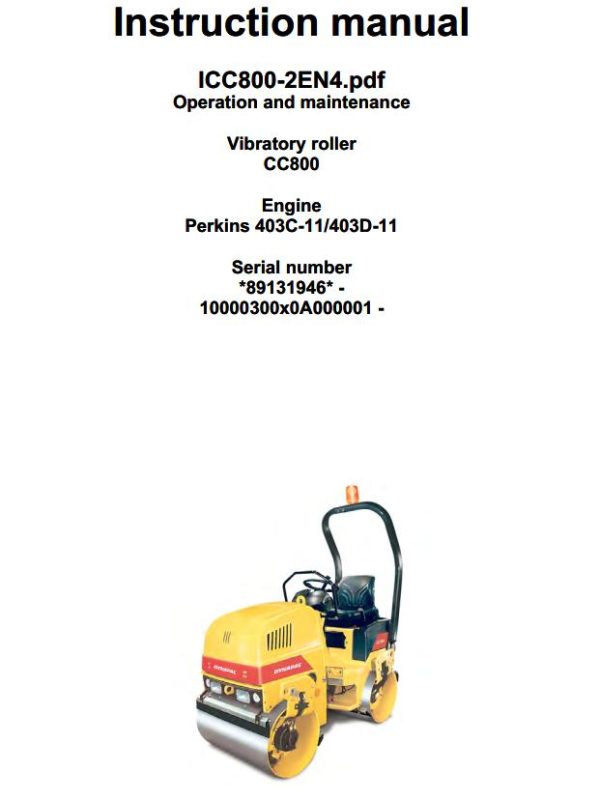 Dynapac CC800 Operation Maintenance Parts Catalogue PDF 2