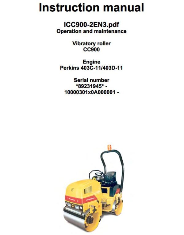 Dynapac CC900 Parts Operation Maintenance Manual PDF 2