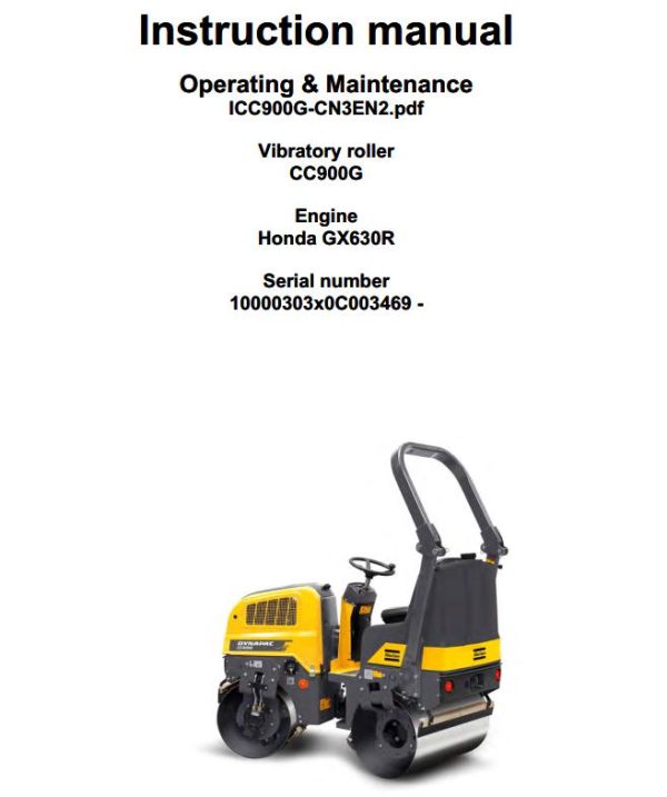 Dynapac CC900G Parts Operation Maintenance Manual PDF 2