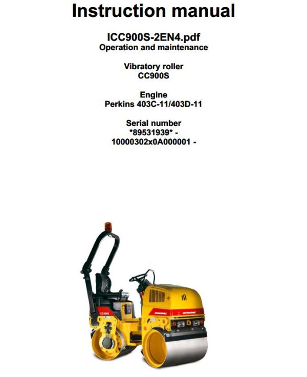 Dynapac CC900S Parts Operation Maintenance Manual PDF 1