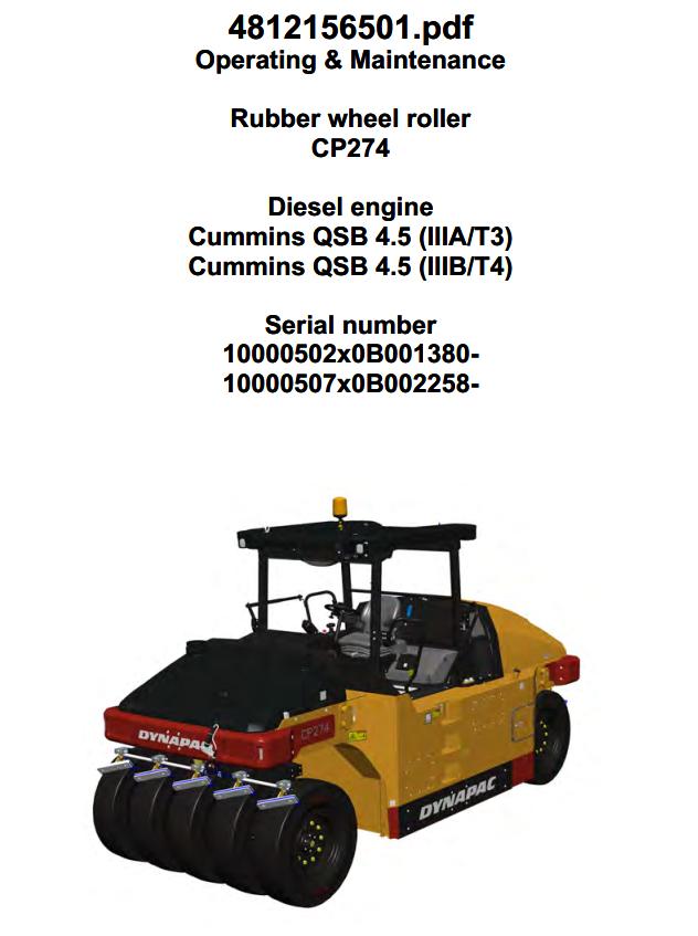Dynapac CP274 Parts Operation Maintenance Manual PDF 1