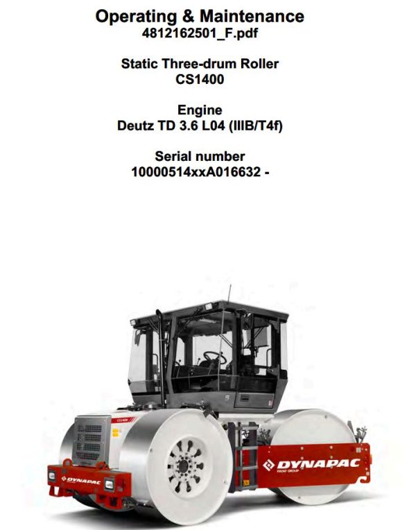 Dynapac CS1400 Parts Operation Maintenance Manual PDF 2