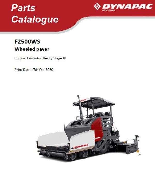 Dynapac F2500WS Parts Catalogue PDF 1