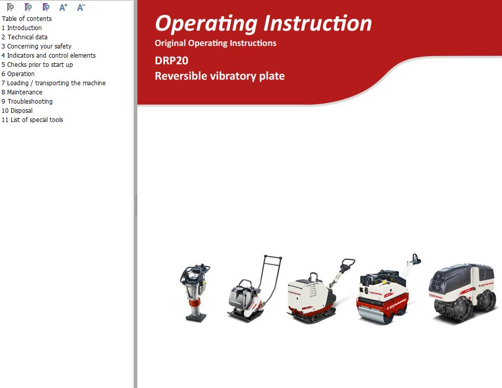 Dynapac Light DRP20 Parts Catalog Operating Manual PDF 1