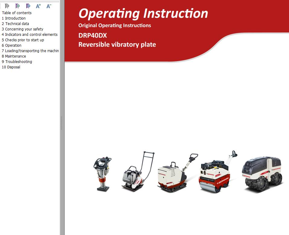 Dynapac Light DRP40DX Parts Catalog Operating Manual PDF 1