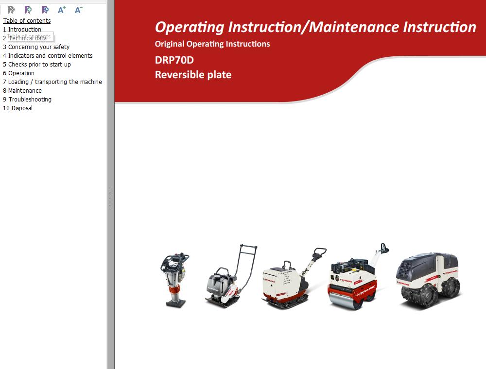 Dynapac Light DRP70D Parts Operating Maintenance Manual PDF 1