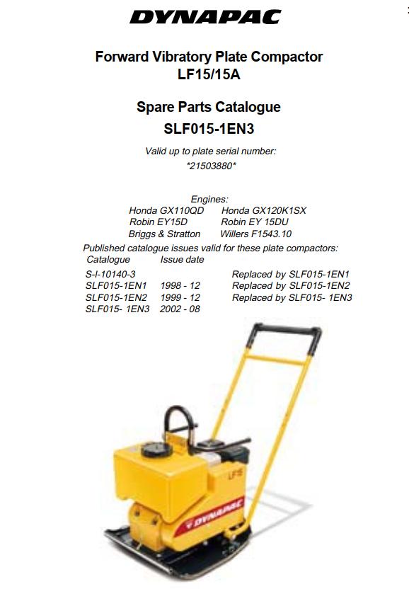 Dynapac Light LF15 LF15A Parts Catalog PDF 1