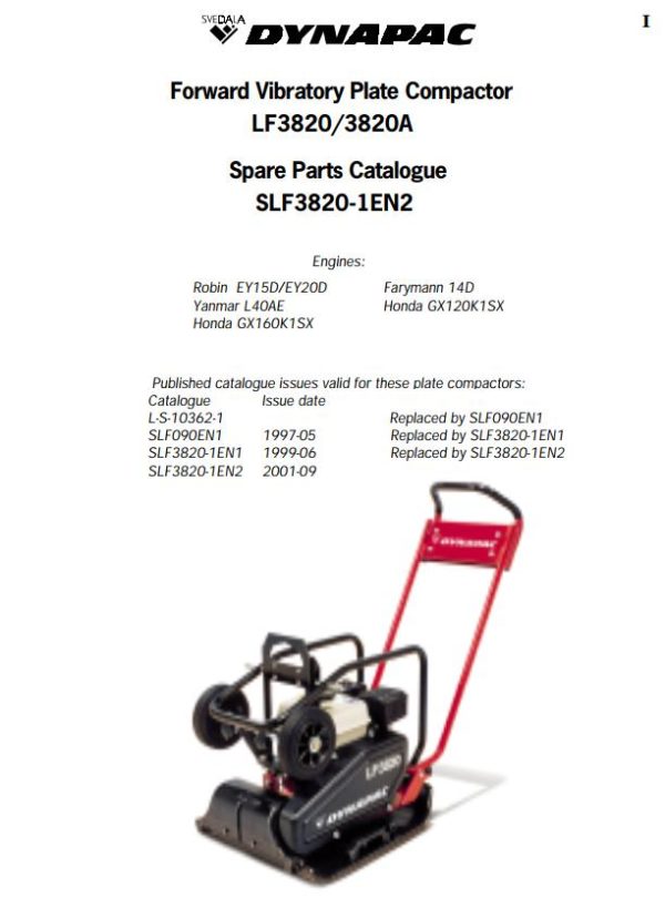 Dynapac Light LF3820 LF3820A Parts Catalog PDF 1