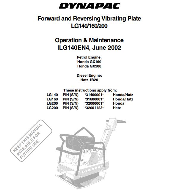 Dynapac Light LG140 LG160 LG200 Operation Maintenance Manual PDF 1