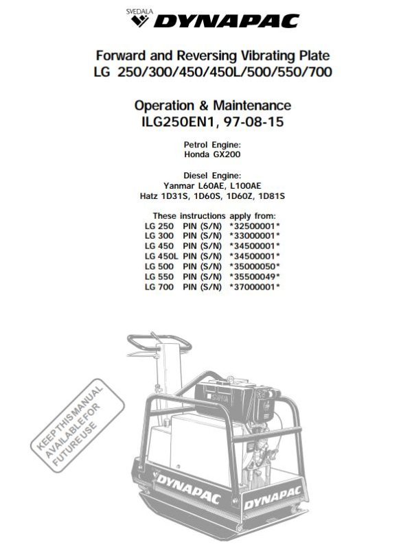 Dynapac Light LG250 to LG700 Operation Maintenance Manual PDF 1