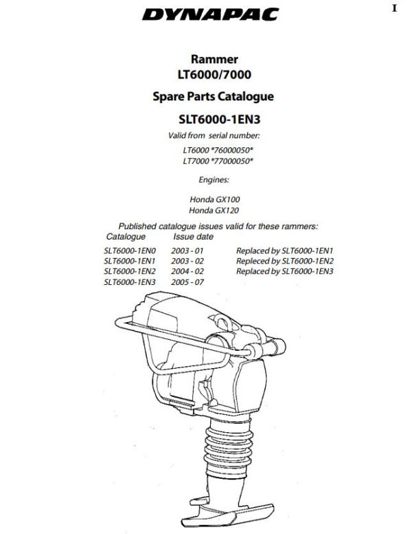 Dynapac Light LT6000 LT7000 Parts Catalog PDF 1